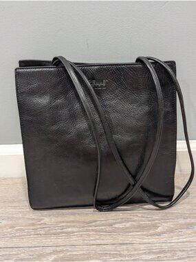 Wilson's Black 100% Leather Skinny Strap Shoulder Bag Pelle Studios Italian Y2K